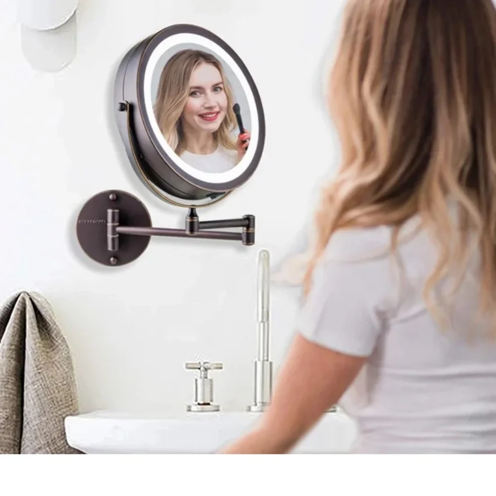 Round magnifying wall mirror